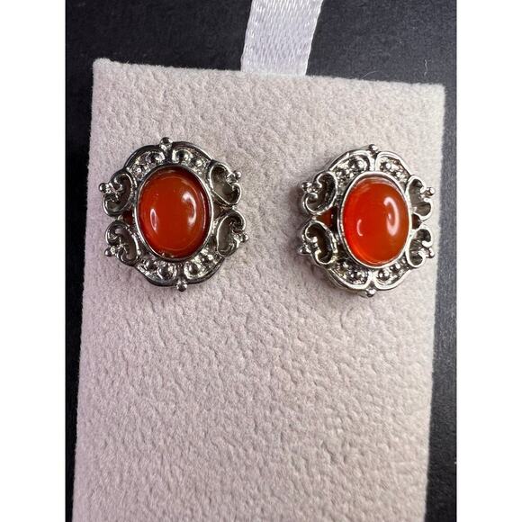 Carnelian stainless steel stud earrings - Picture 11 of 11